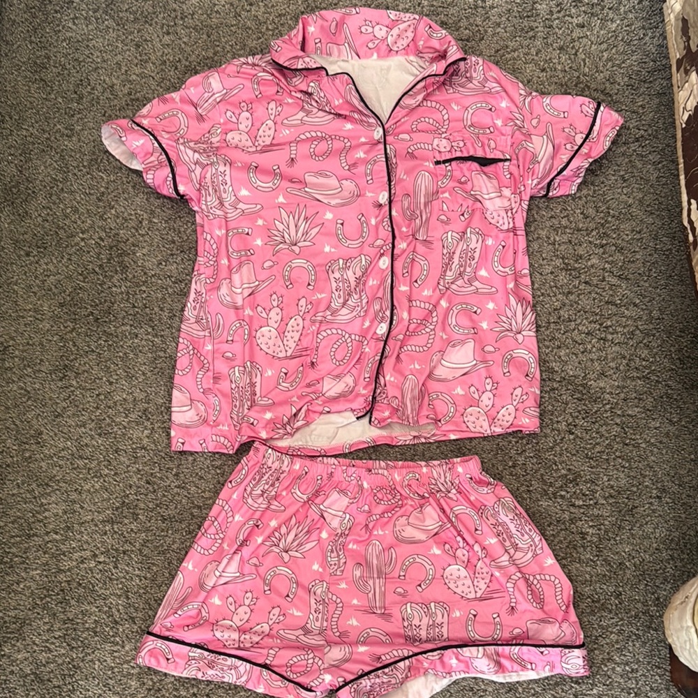 Pink  Pajamas with Western Print
